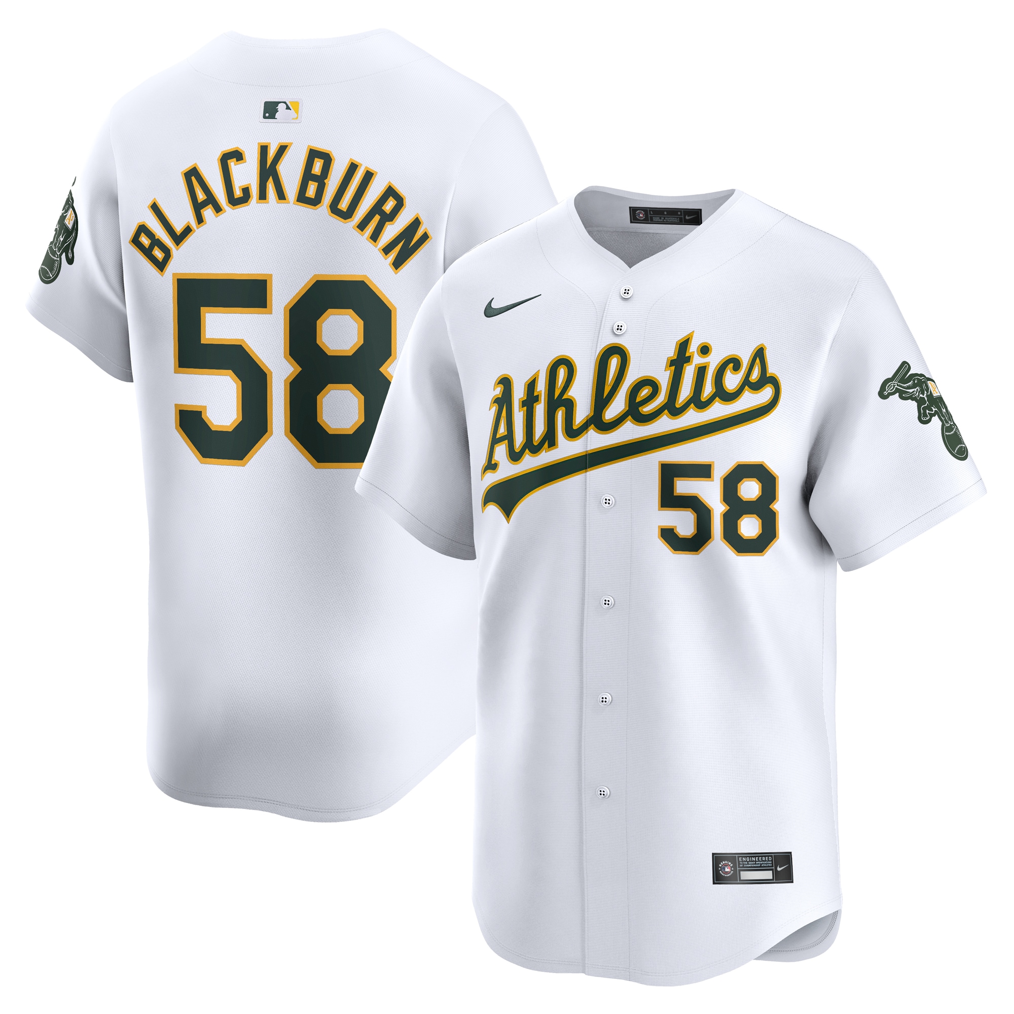 Paul Blackburn Oakland Athletics Home Limited Player Jersey – White