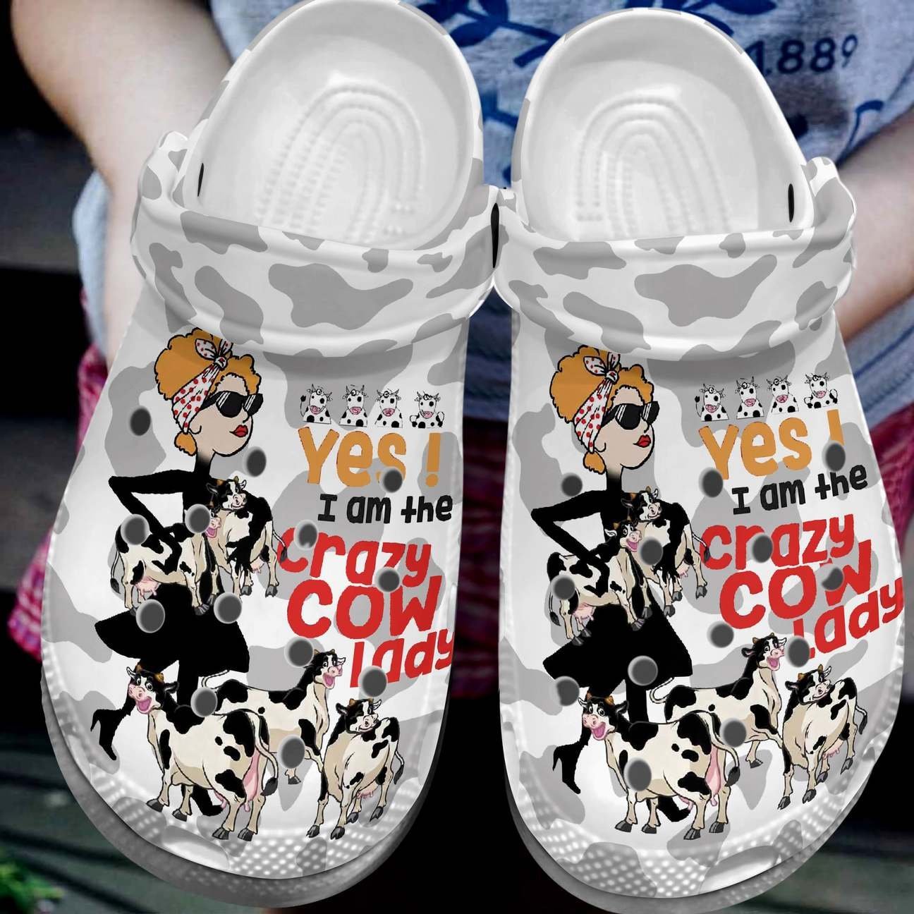 Cow Personalized Clog, Custom Name, Text, Color, Number Fashion Style For Women, Men, Kid, Print 3D Crazy Cow Lady