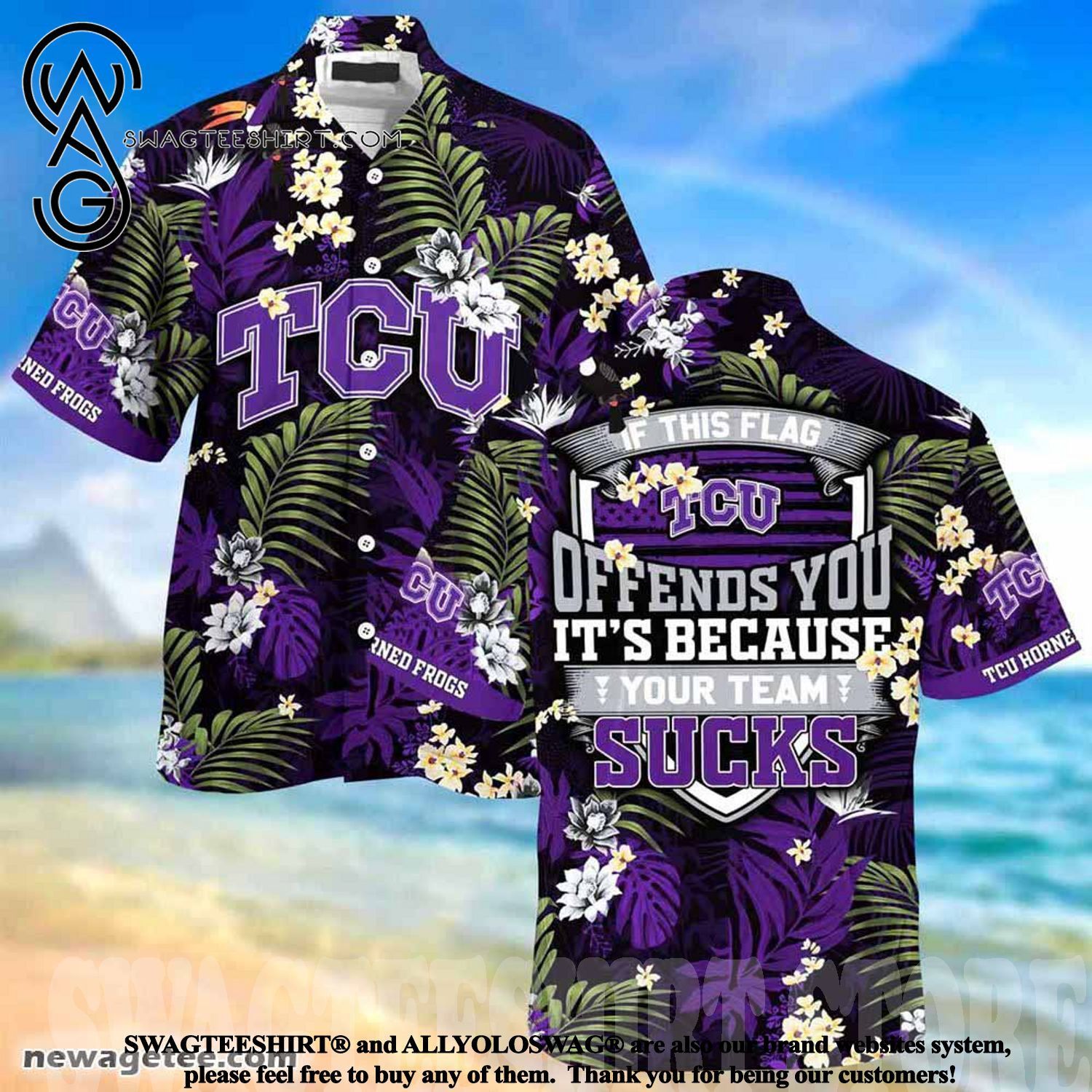 NCAA Tcu Horned Frogs This Flag Offends You Summer Beach Hawaiian Shirt