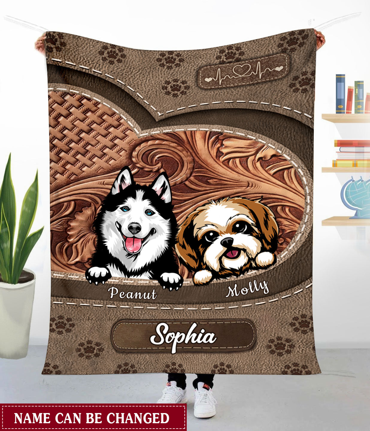 Personalized Dog Mom Puppy Pet Dogs Lover Texture Leather Blanket Nvl19Feb22Tt1 Tt