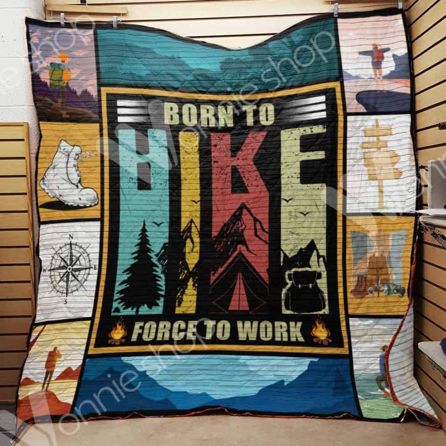 Wozoro Quilt Blanket Hiking Born To Hike Force To Work Twin Queen King Size