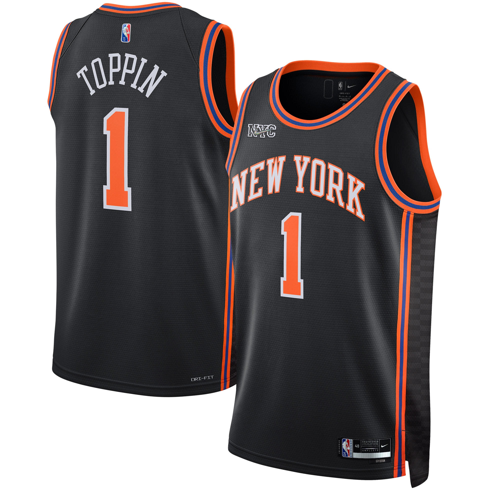 Obi Toppin New York Knicks 2021/22 Swingman Jersey – City Edition – Black