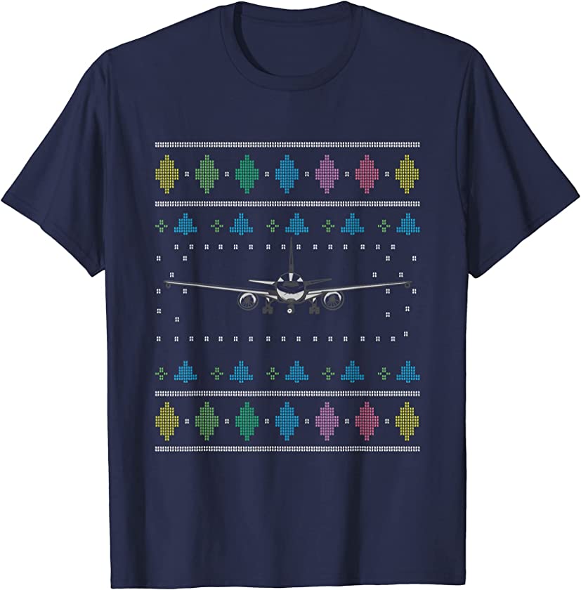 Ugly Christmas Airplane Santa Claus New Year Aviation Pilot T-Shirt