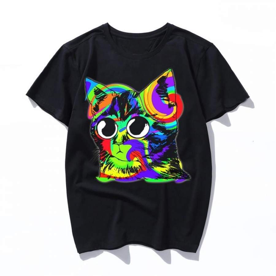 wow cat men t shirt top tee shirt women female ulzzang t-shirt Harajuku Casual Vintage Printing Funny girl tshirt