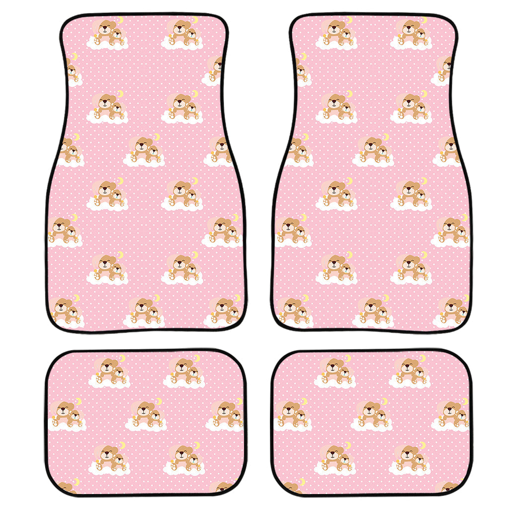 Cute Polka Dot Baby Bear Pattern Print Front And Back Car Floor Mats, Front Car Mat