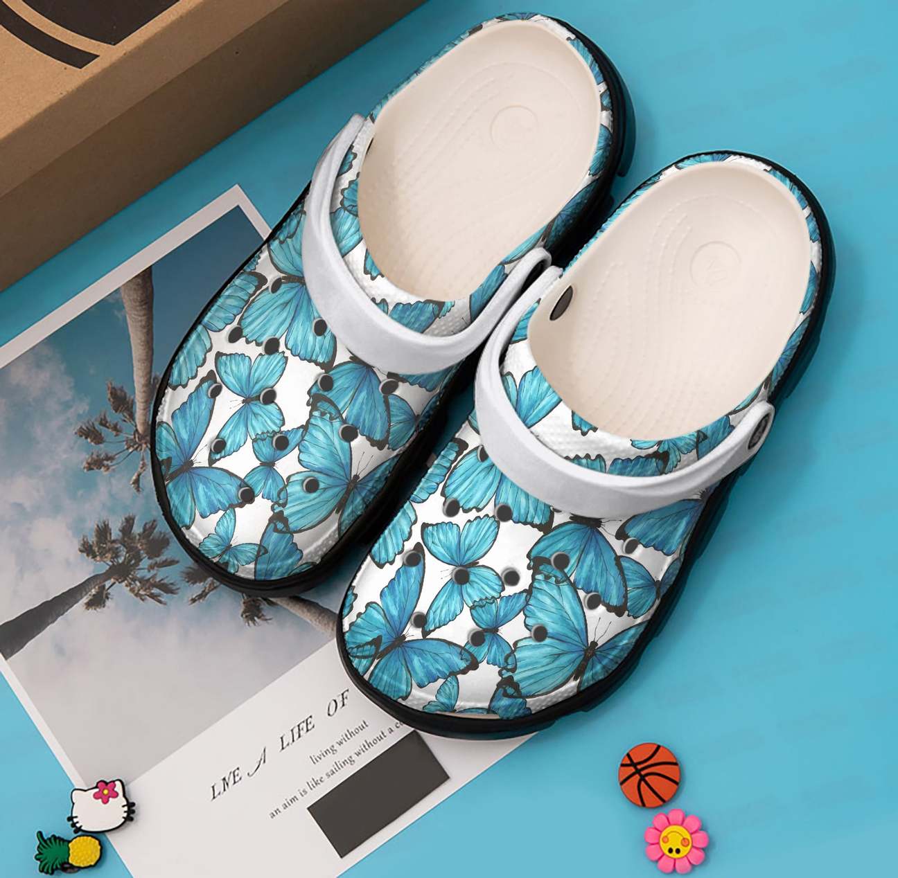 Butterfly Personalized Clog, Custom Name, Text, Color, Number Fashion Style For Women, Men, Kid, Print 3D Black Blue Butterflies