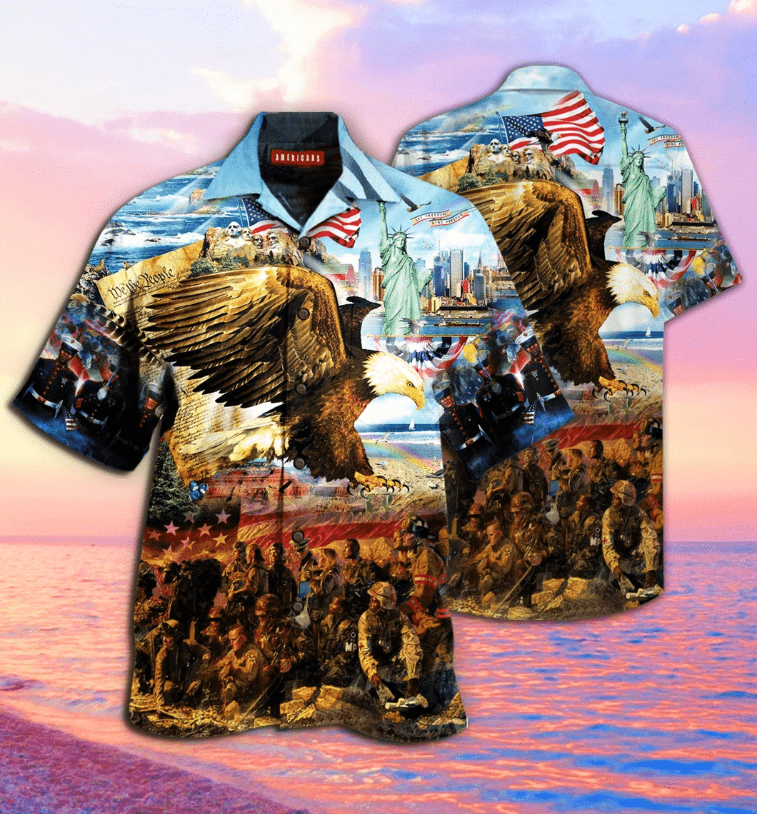 Call To Colors Freedom Free Eagle American Unisex Hawaii Aloha Shirts V Ha20019