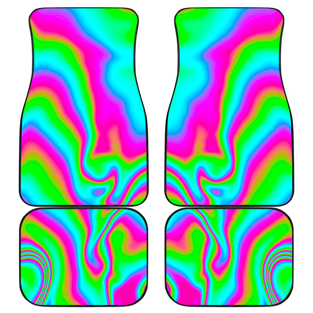 Abstract Psychedelic Trippy Print Front And Back Car Floor Mats, Front Car Mat