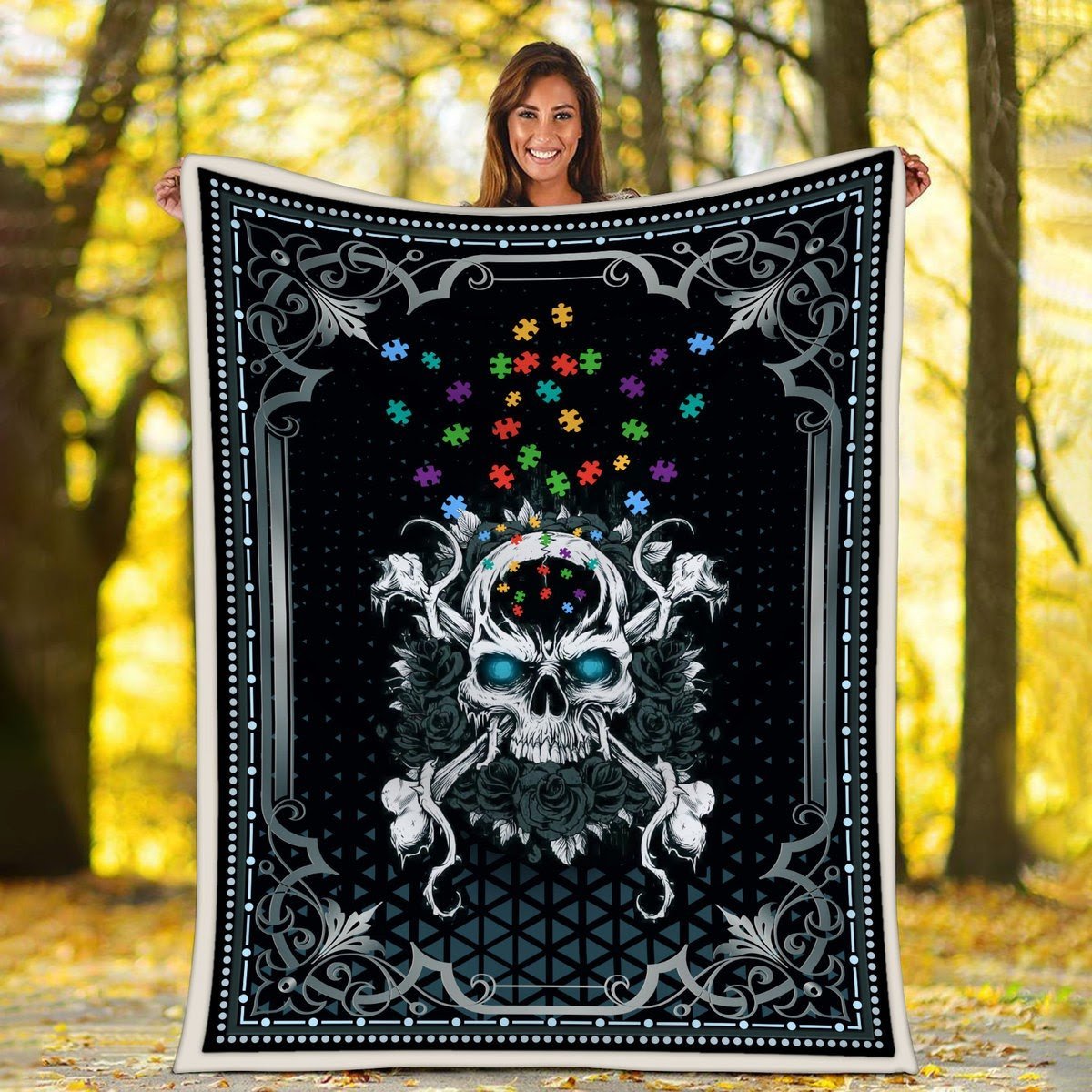 Autism Skull Blanket