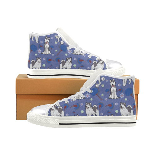 Alaskan Malamute Flower White Women’s Classic High Top Canvas Shoes