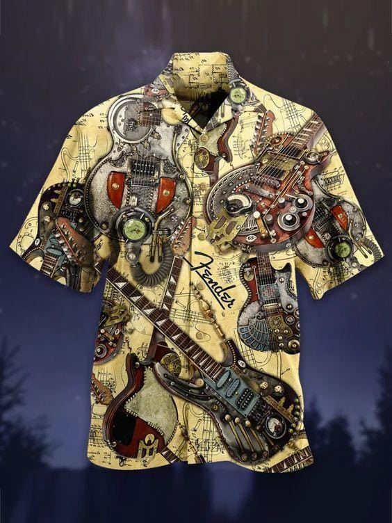 Hawaii Aloha Shirts Steampunk Guitar Ha101305