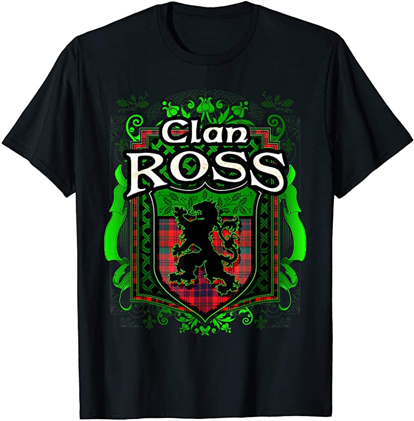 Scottish Surname Clan Ross Tartan Lion Crest T-shirt