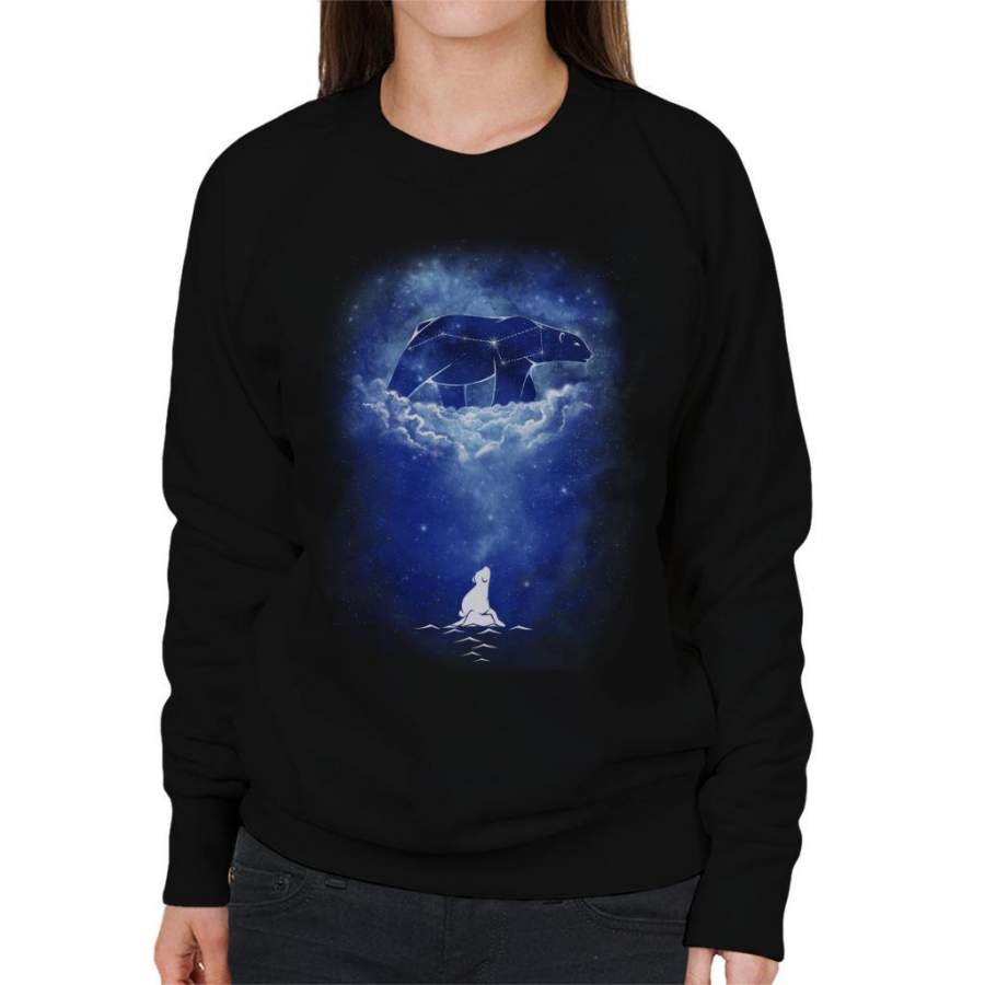 Starry Frozen Sky Polar Bear Women’s Sweatshirt