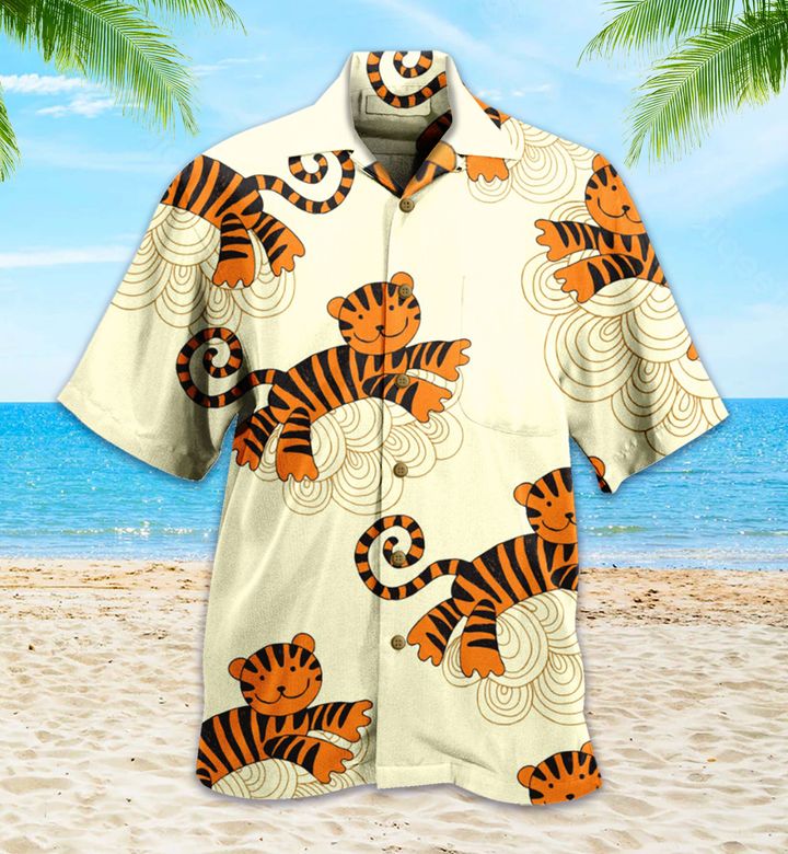 Tiger Yellow Cute Hawaiian Shirt 3D