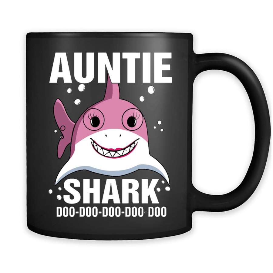 Auntie Shark Doo Doo Doo Doo Doo Doo – Full-Wrap Coffee Black Mug