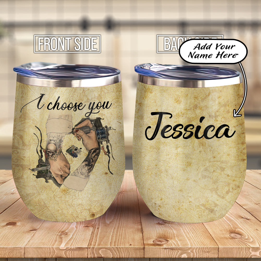 Personalized Tattoo Couple Acaa0807002Z Wine Tumbler