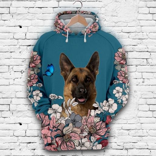 Hoodie Mother's day Father's day unique gift ideas for mom &amp; dad from daughter &amp; son kids, meaningful birthday presents - German Shepherd and Flower D214 -  Best Personalized Gift - Alwaysky Store Design For Mom 2024