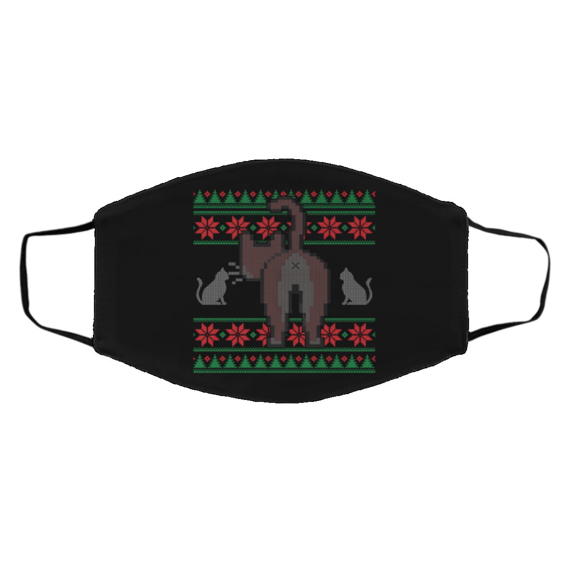 Cat Butt Ugly Christmas Sweater Design face mask