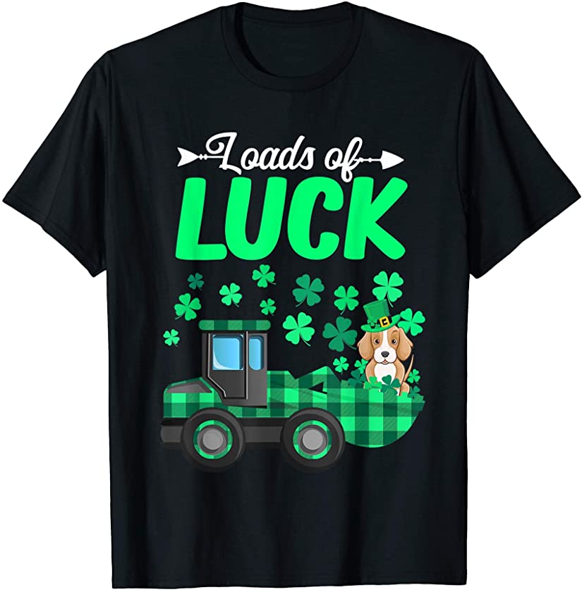 Loads Of Luck Buffalo Plaid St Patrick’s Day Puppy Shamrock T-Shirt