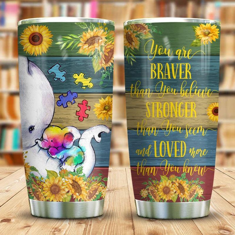 Baby Elephant Autism Stainless Steel Tumbler Cup | Travel Mug | Tc4792