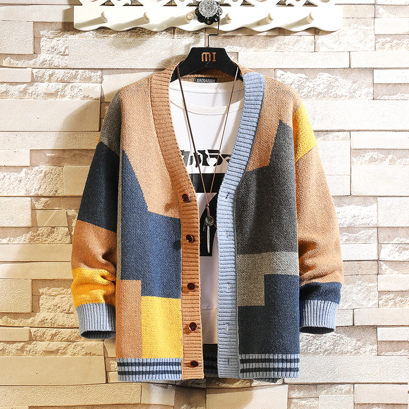 2022 New Autumn Winter Knit Cardigan Luxury Fashion Sweater Coat Men V Neck Casual Trendy Coat Jacket Large Size Men’s Clothes alx