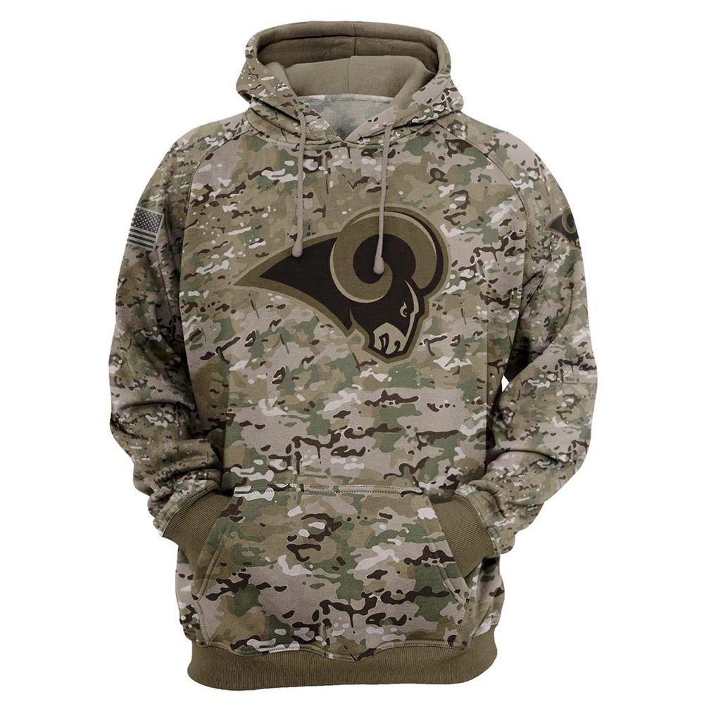 Camo Los Angeles Rams Sweatshirt Unisex Cashmere Salute to Service Hoodie