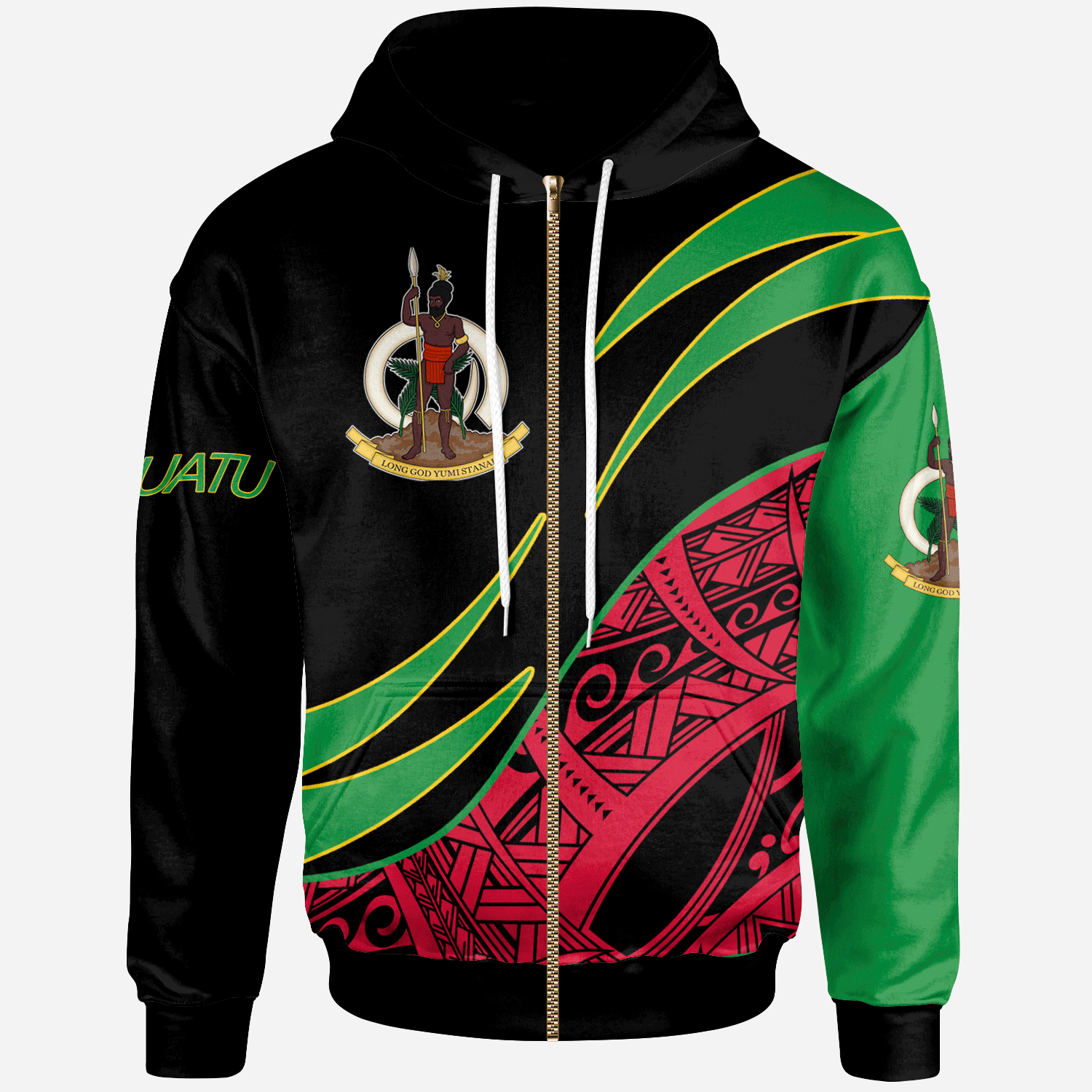 Vanuatu Zip Hoodie – Custom Personalised Symmetrical Lines – BN27