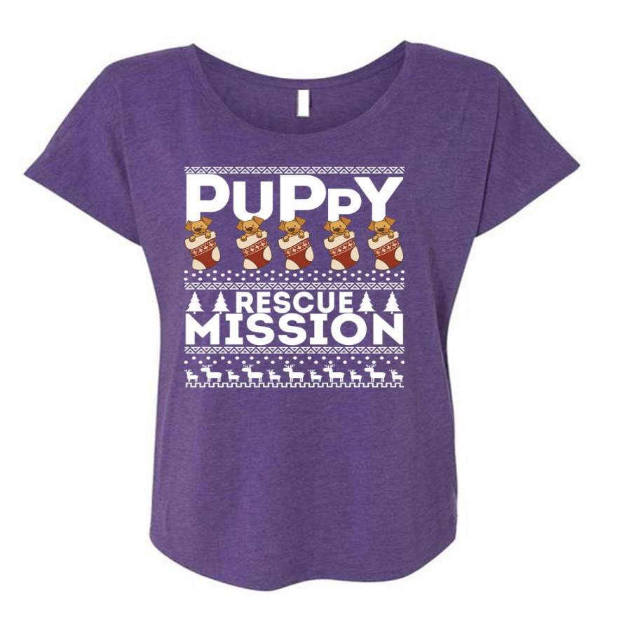 Puppy Rescue Mission T Shirt, This Girl Loves Christmas T Shirt, Cool Shirt (Ladies’ Triblend Dolman Sleeve)