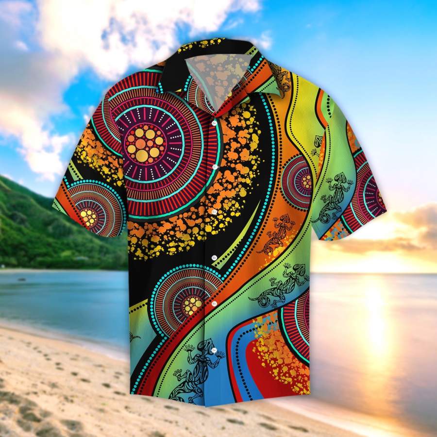 Aboriginal Australia Indigenous Lizard Beach Shirt TR2707206S