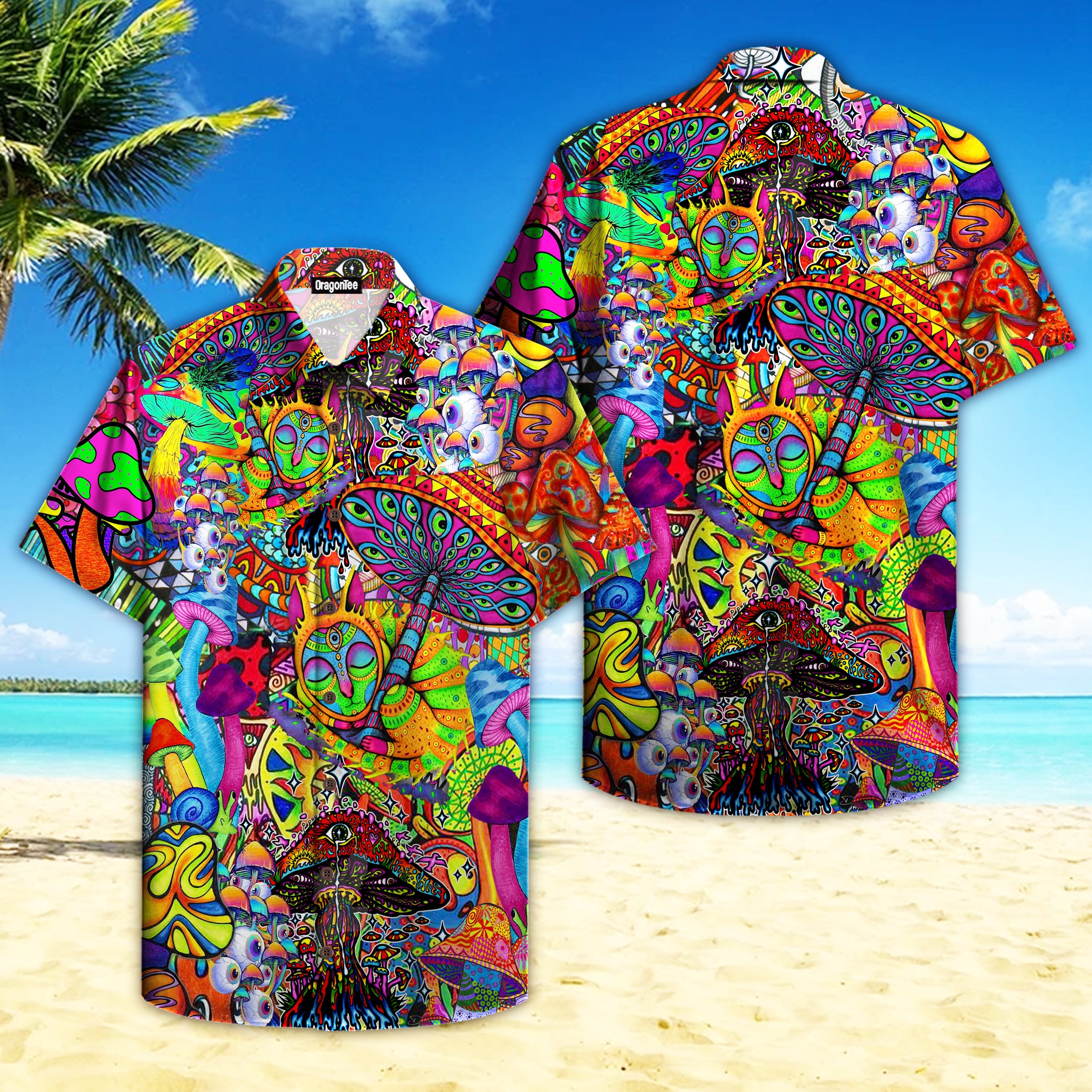 Oragontee Trippy Hippie Mushroom Hawaii Shirt For Men Women Adult Ha86701