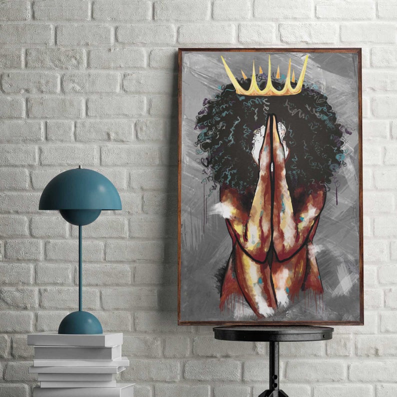 Black Queen Praying Black Girl Power Canvas Poster Wall Art