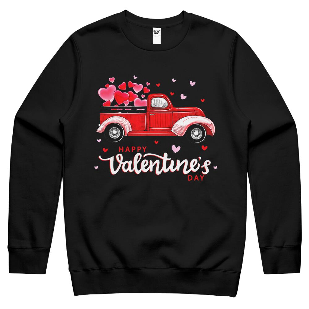 Red Truck With Hearts Happy Valentine’S Day Gifts For Women Crewneck Sweatshirt