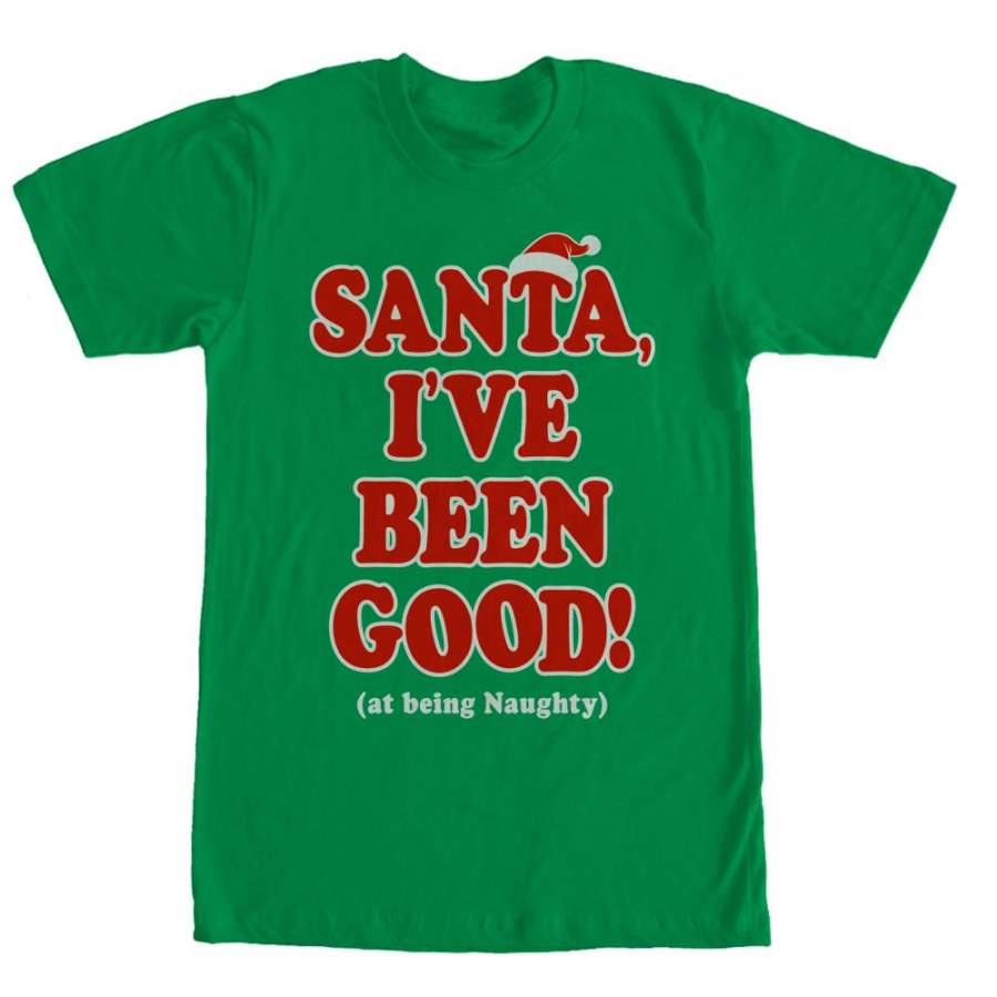 Lost Gods Men’s Christmas Good at Being Naughty  T Shirt Kelly Green