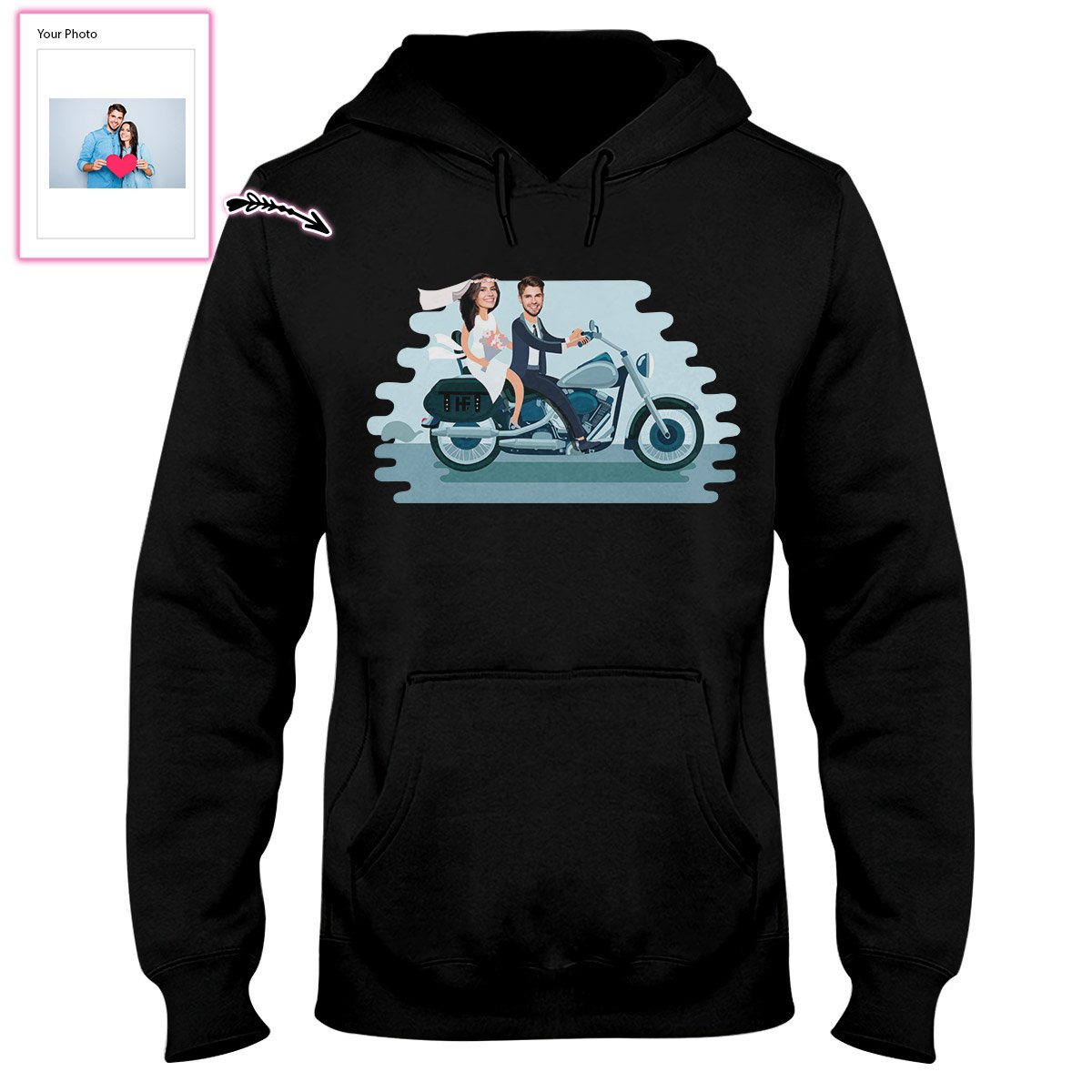 Custom Face Couple On Motorcycle Ez14 2410 Custom Hoodie