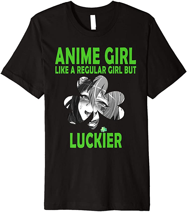 St Patrick’s Day Anime Girl Shamrock Aesthetic Funny Manga Premium T-Shirt