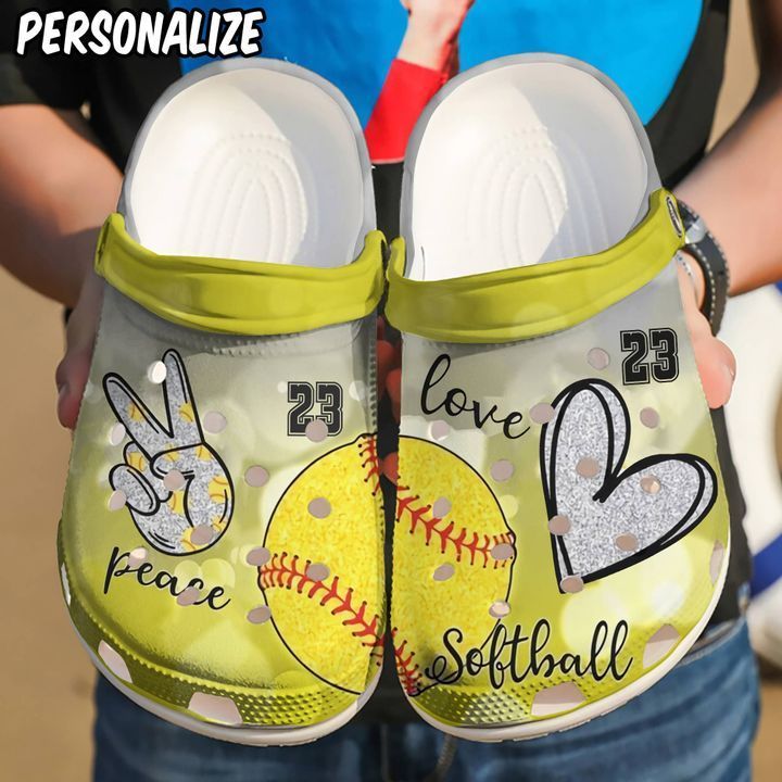 Softball Personalized Makes Me Happy Sku 2357 Crocs Clog Shoes