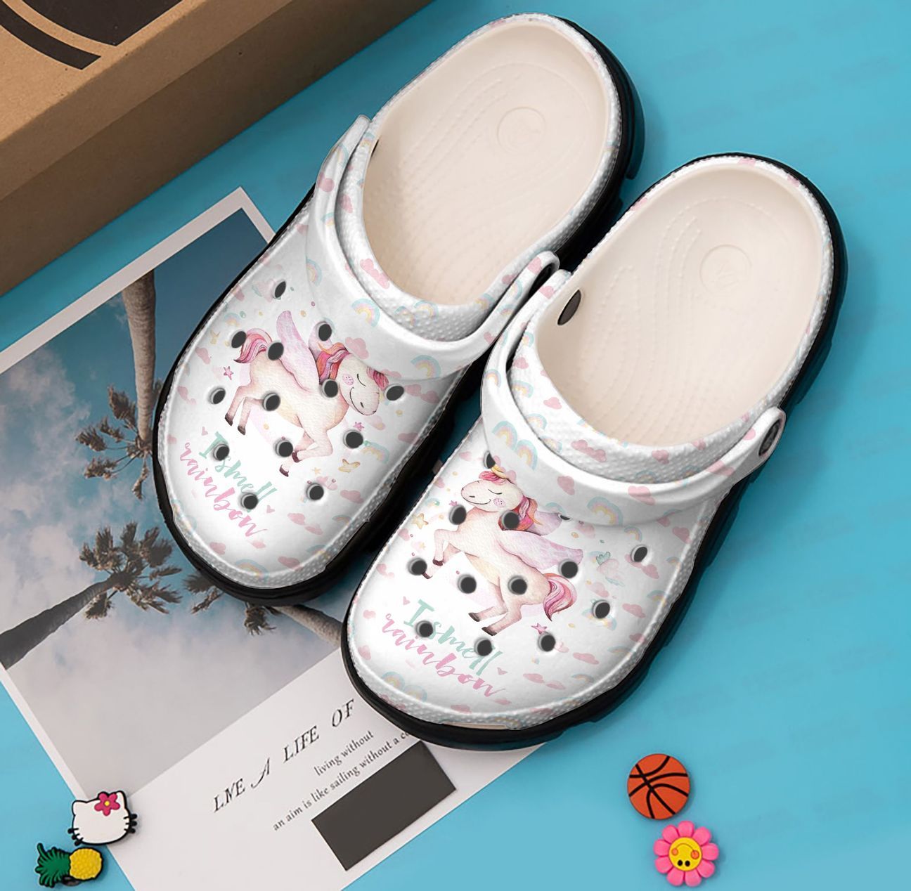 Unicorn Personalized Clog, Custom Name, Text, Color, Number Fashion Style For Women, Men, Kid, Print 3D I Smell Rainbow