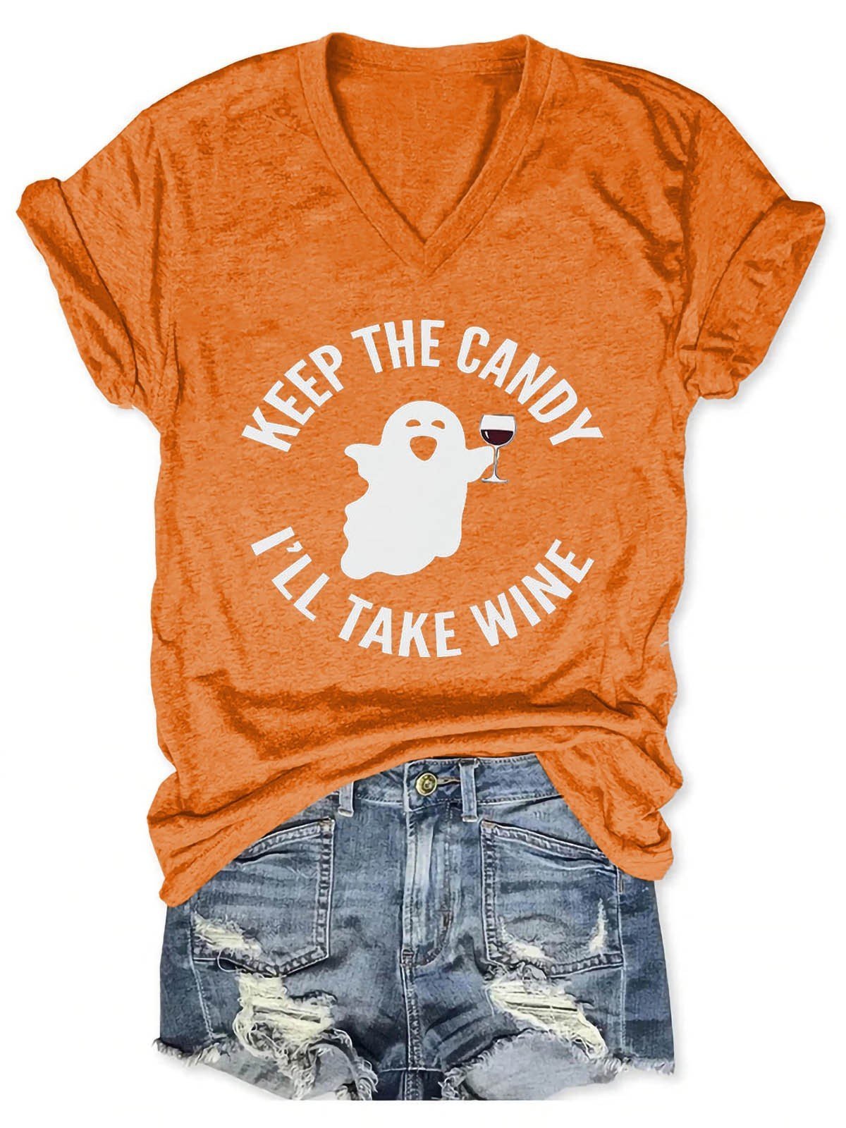 Women’S Keep The Candy I’Ll Take Wine V-Neck T-Shirt