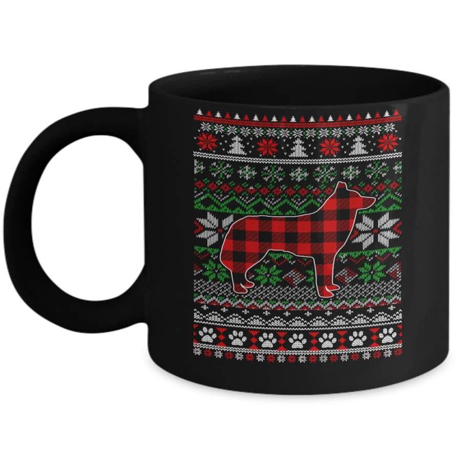 Siberian Husky Red Plaid Ugly Christmas Sweater Gifts Mug