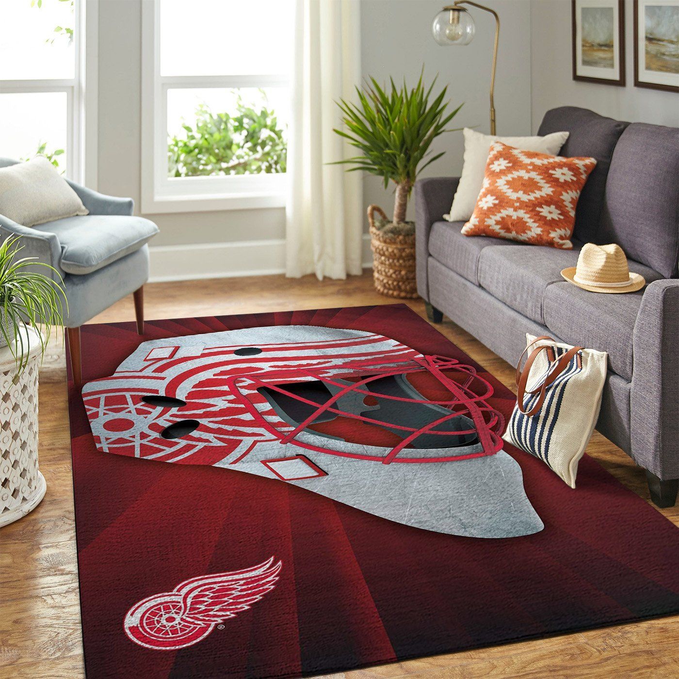 Detroit Red Wings Team Logo Style Nice Gift Home Decor Rectangle Area Rug Area Rug For Living Room Bedroom Rug Home Decor