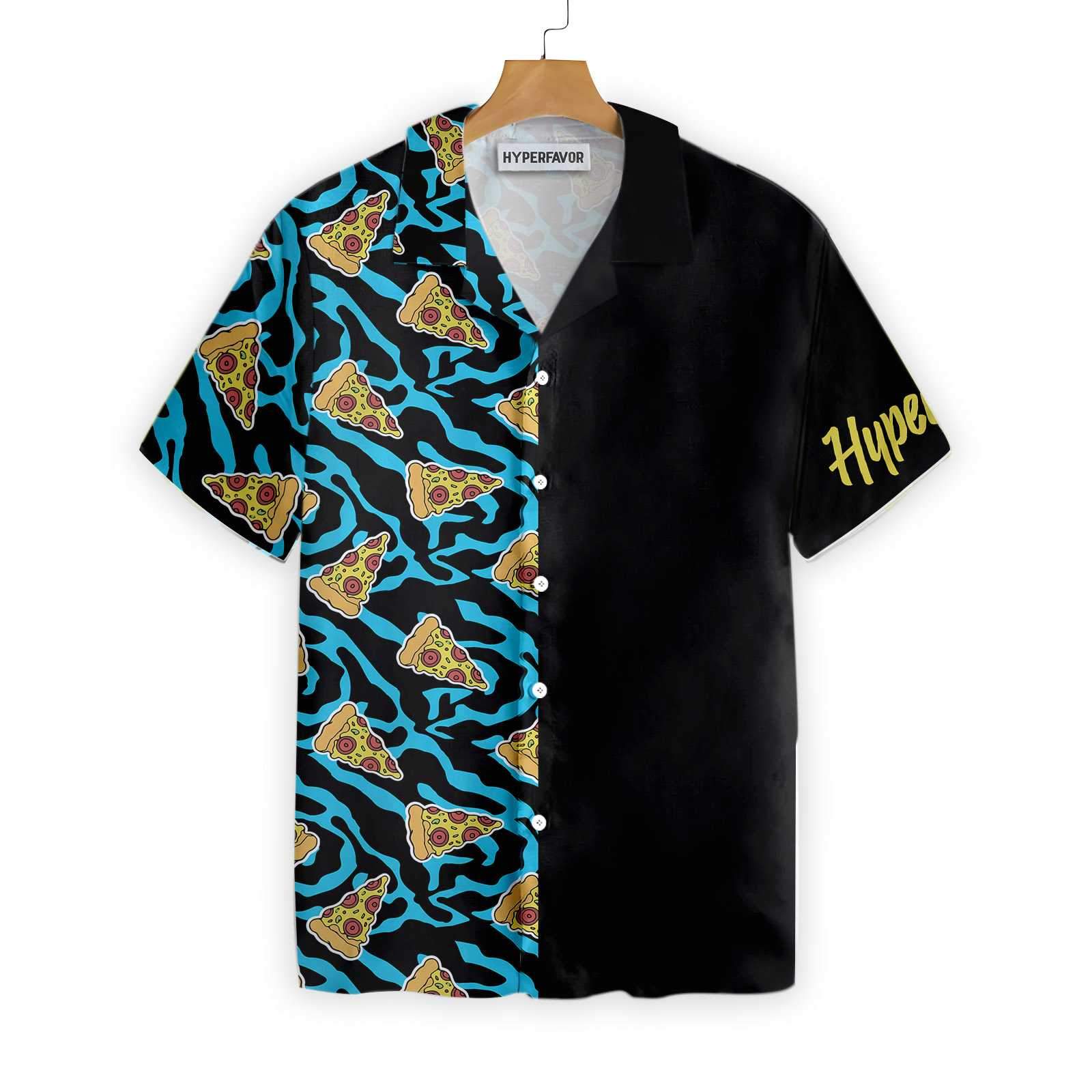 Pizza On Blue Zebra Print Hawaii Shirt Ha88153