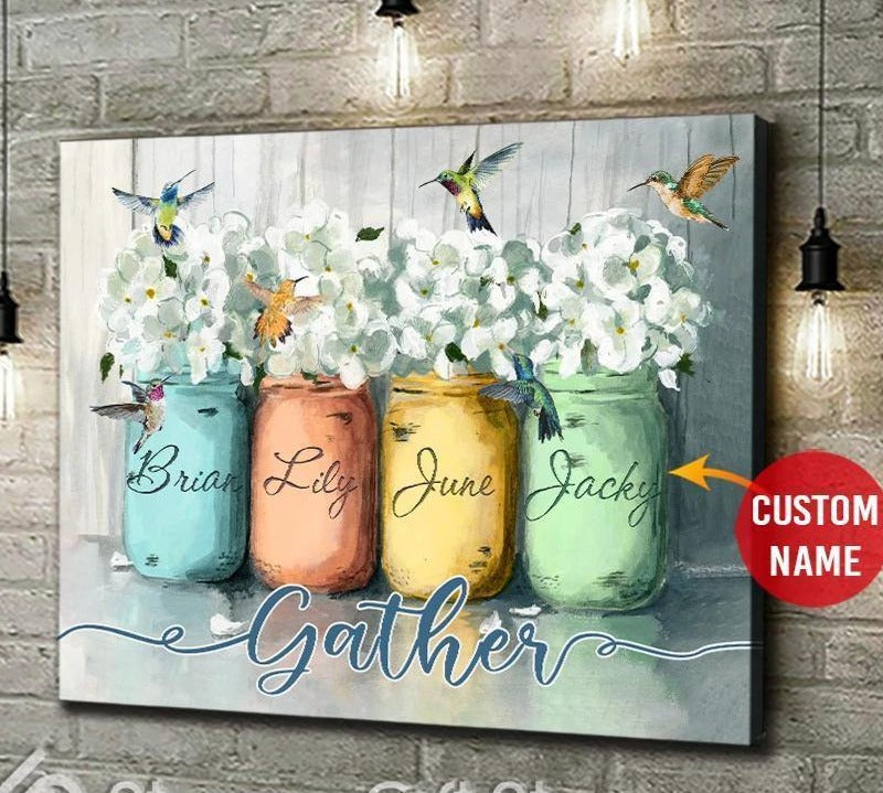 Personalized Name Text – Canvas, Poster – Hummingbird – Gather Wall Art