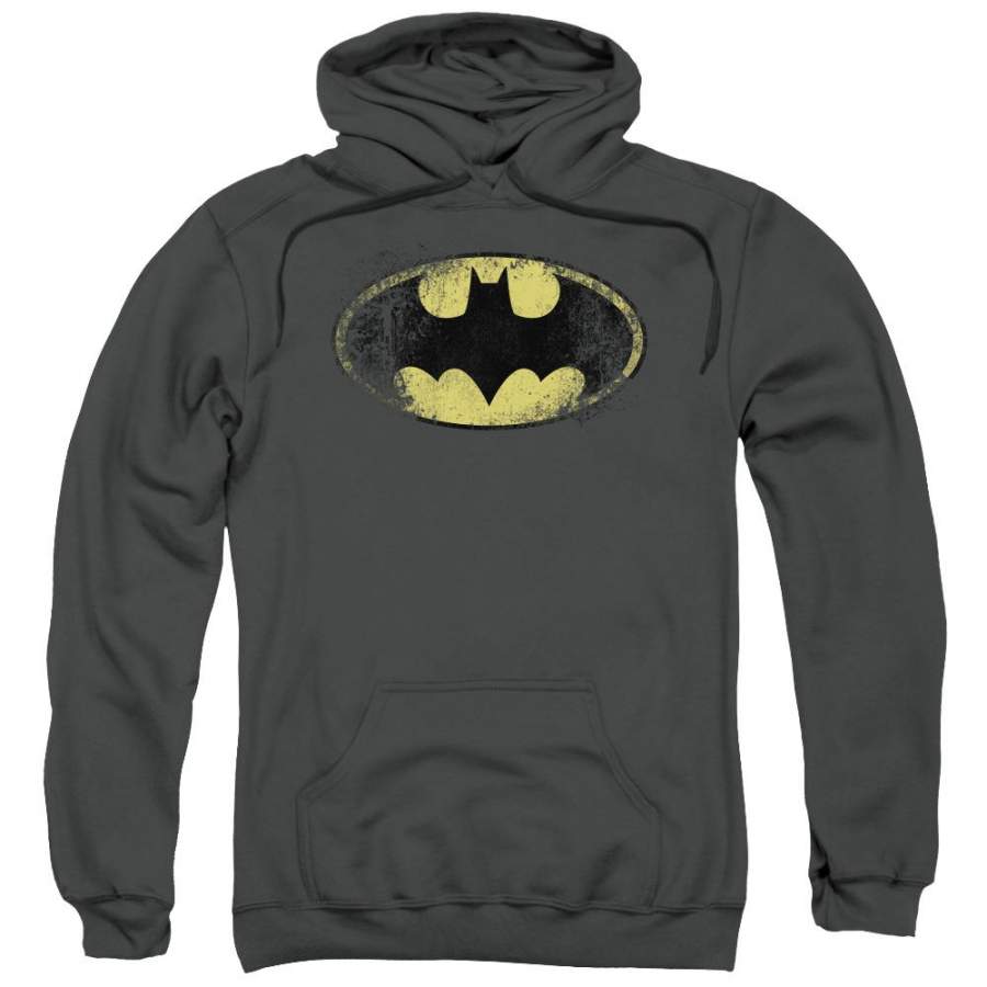 Batman – Destroyed Logo Adult Pull Over Hoodie