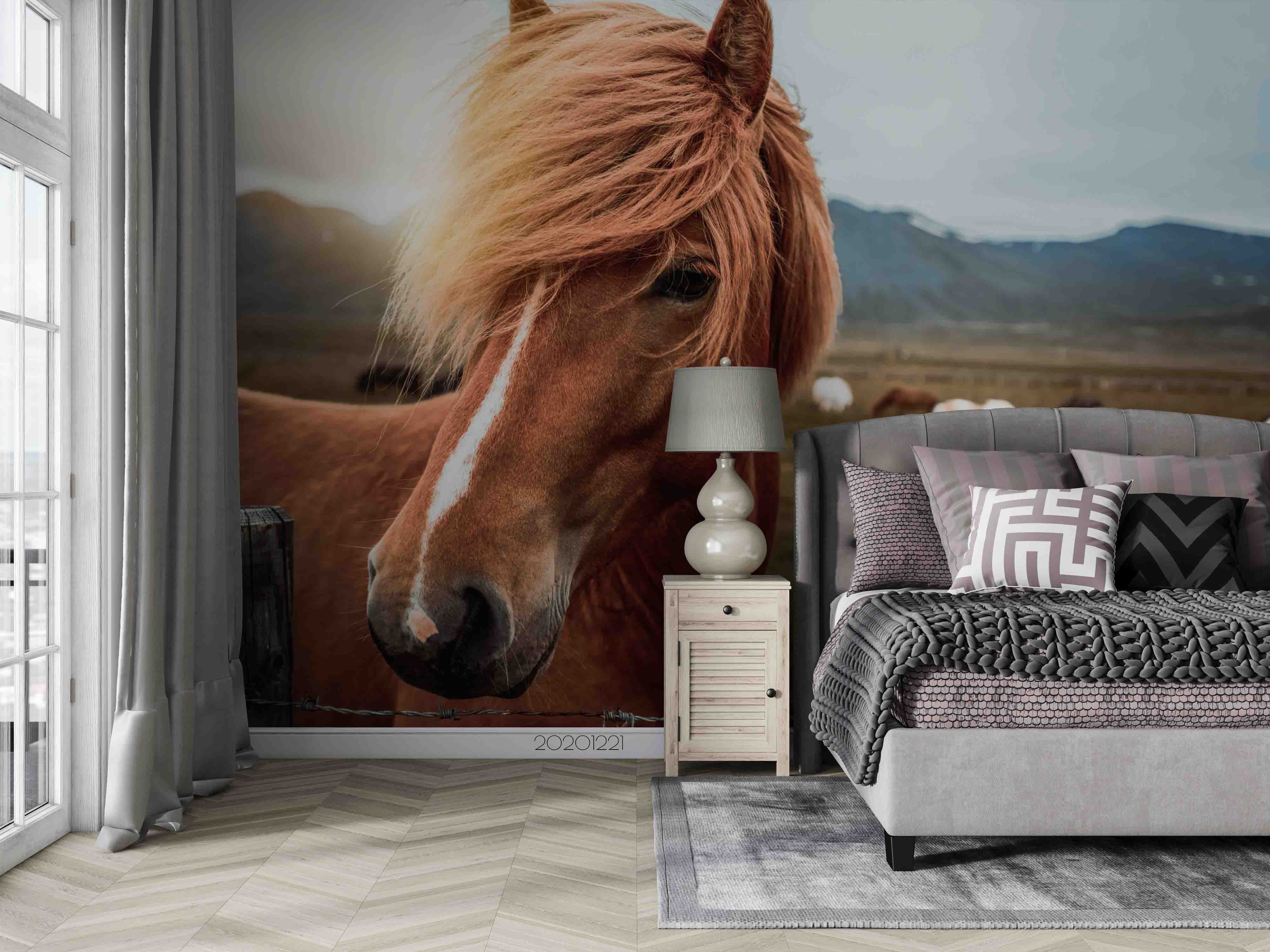 3D Animal Brown Horse Wall Mural Wallpaper Lqh 46