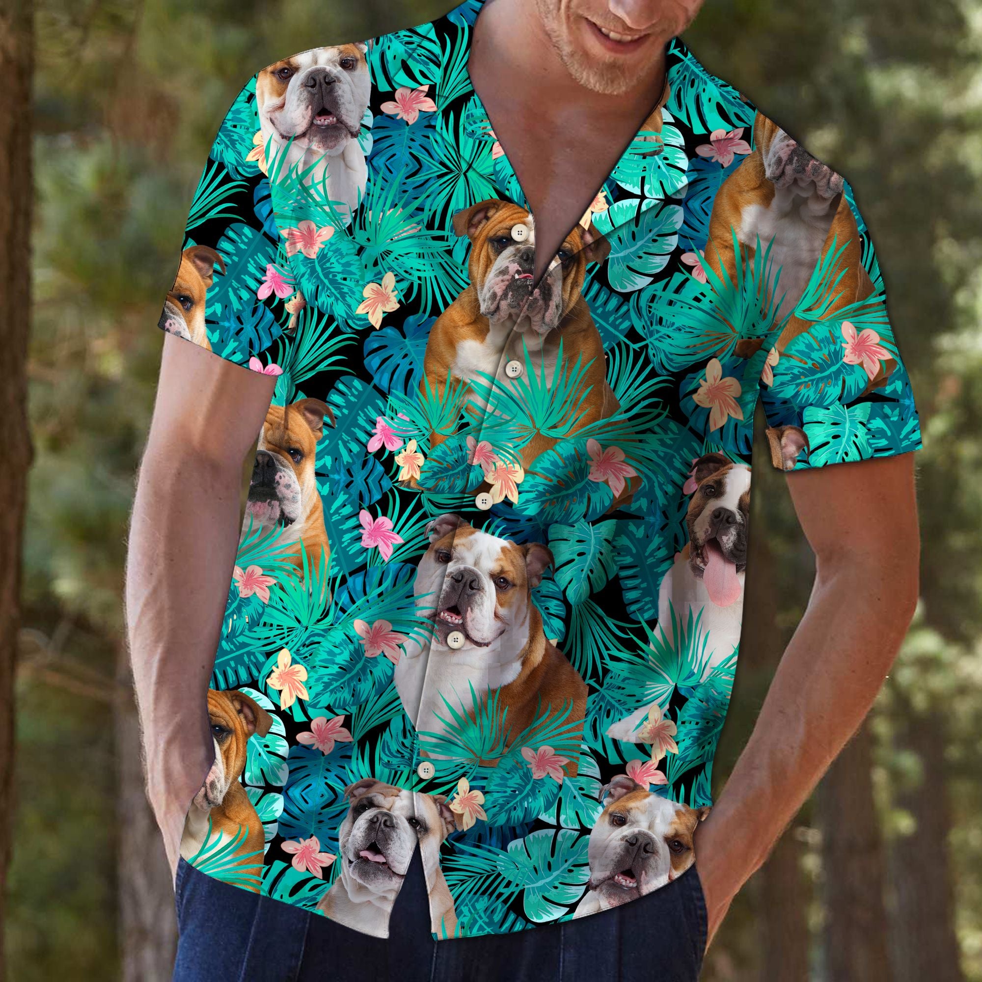 Bulldog Tropical Hawaii Hawaii Aloha Shirt For Dog Lover Ha86356