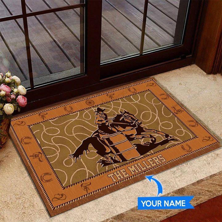 Barrel Racing Horseshoe Pattern Custom Doormat