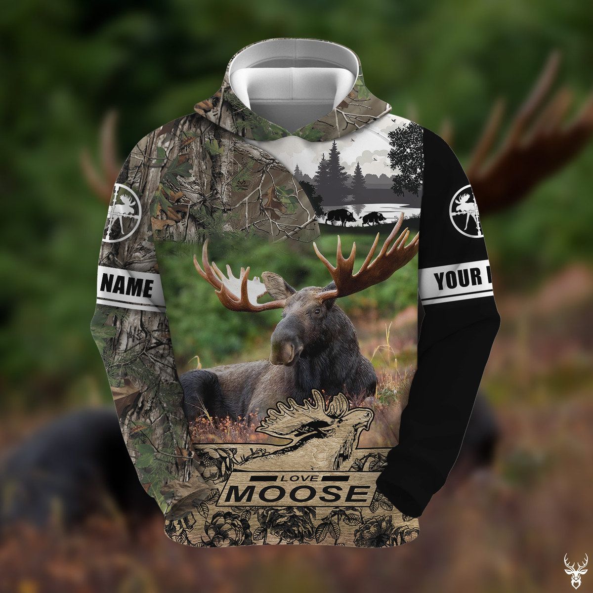 TDT242009R02TC MOOSE HUNTING CUSTOM NAME HOODIE PP