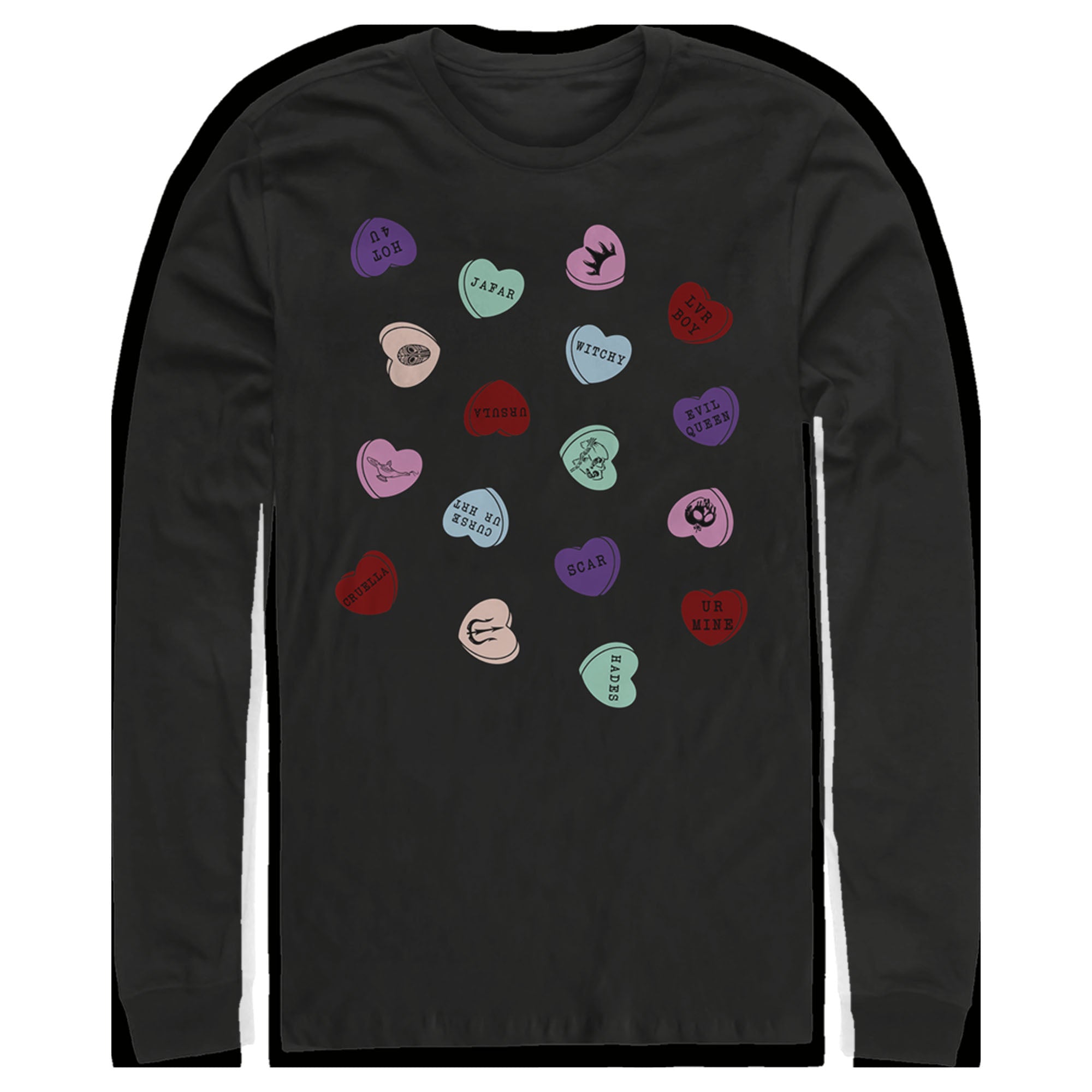 Men’S Disney Villains Valentine’S Day Candy Hearts Long Sleeve Shirt