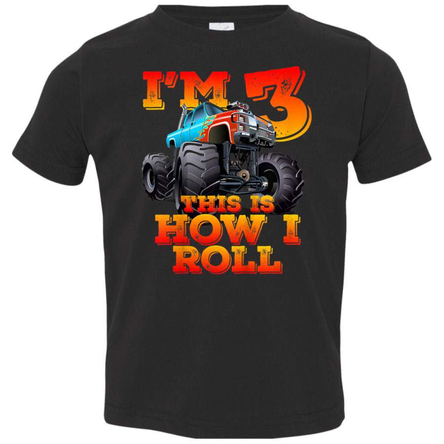 Kids 3rd Birthday Boy  Monster Truck Rule JAM Tshirt 3321 Rabbit Skins Toddler Jersey T-Shirt