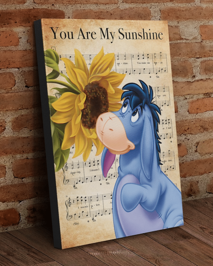 Eeyore Cartoon Winnie The Pooh Music You Are My Sunshine Flowers Home Living Room Wall Decor Vertical Poster Canvas Y97